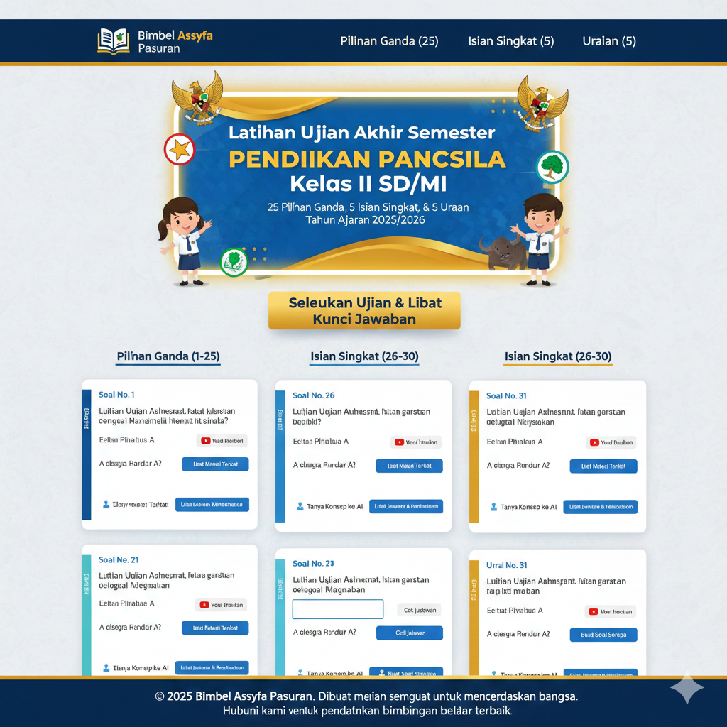 Latihan Soal Ujian Akhis Semester Ganjil Pendidikan Pancasila Kelas 2