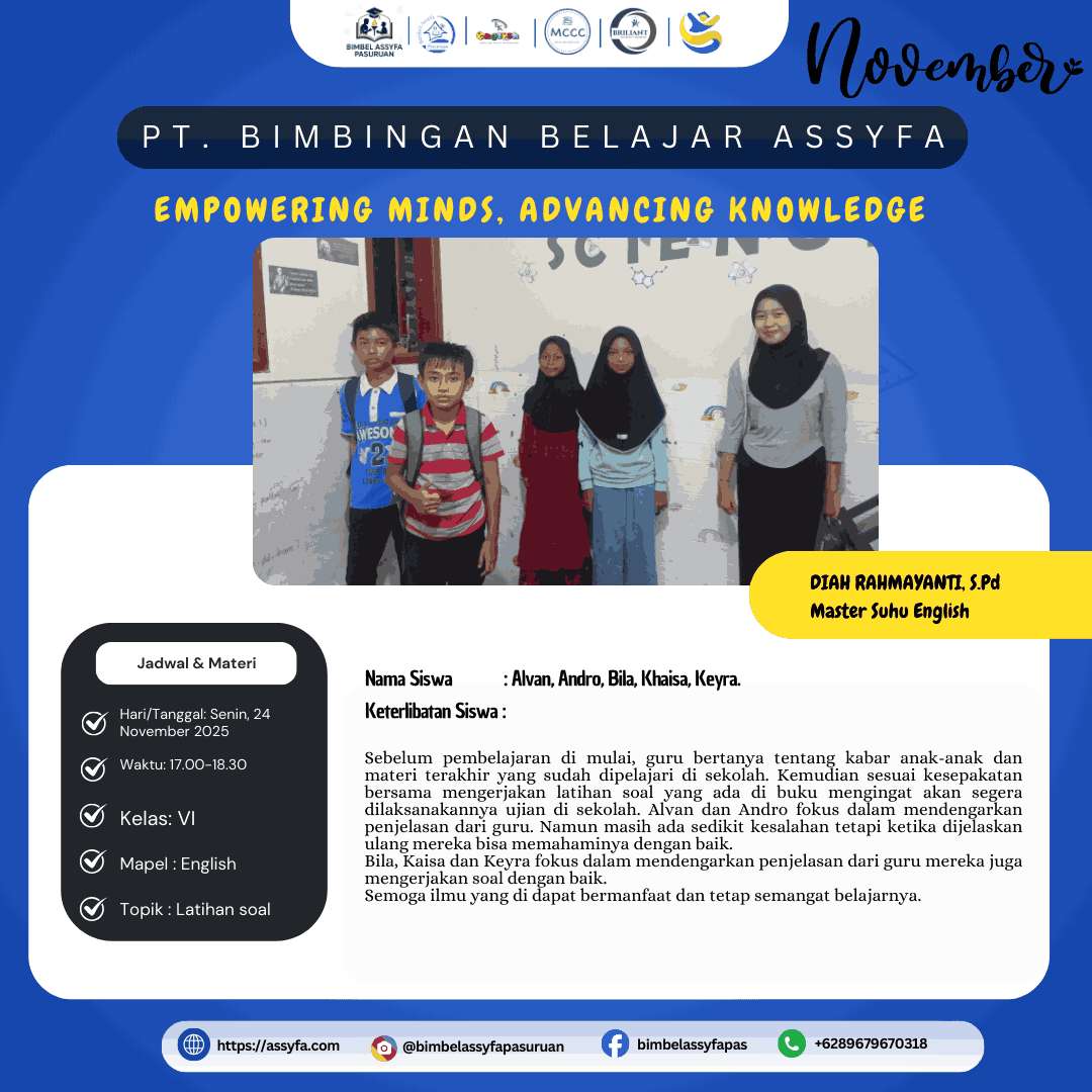 Siswa mengerjakan latihan soal