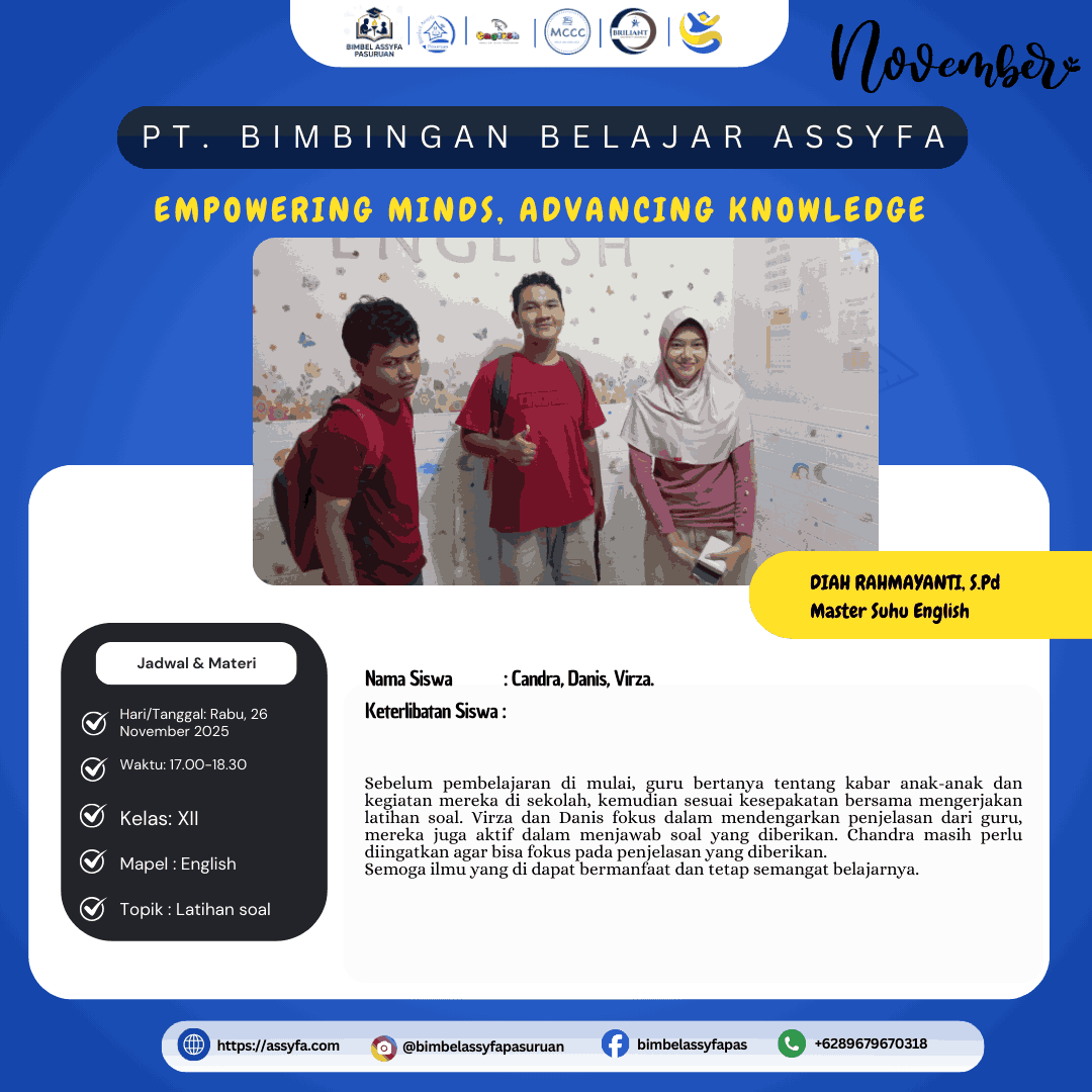 Siswa sedang belajar Bahasa Inggris