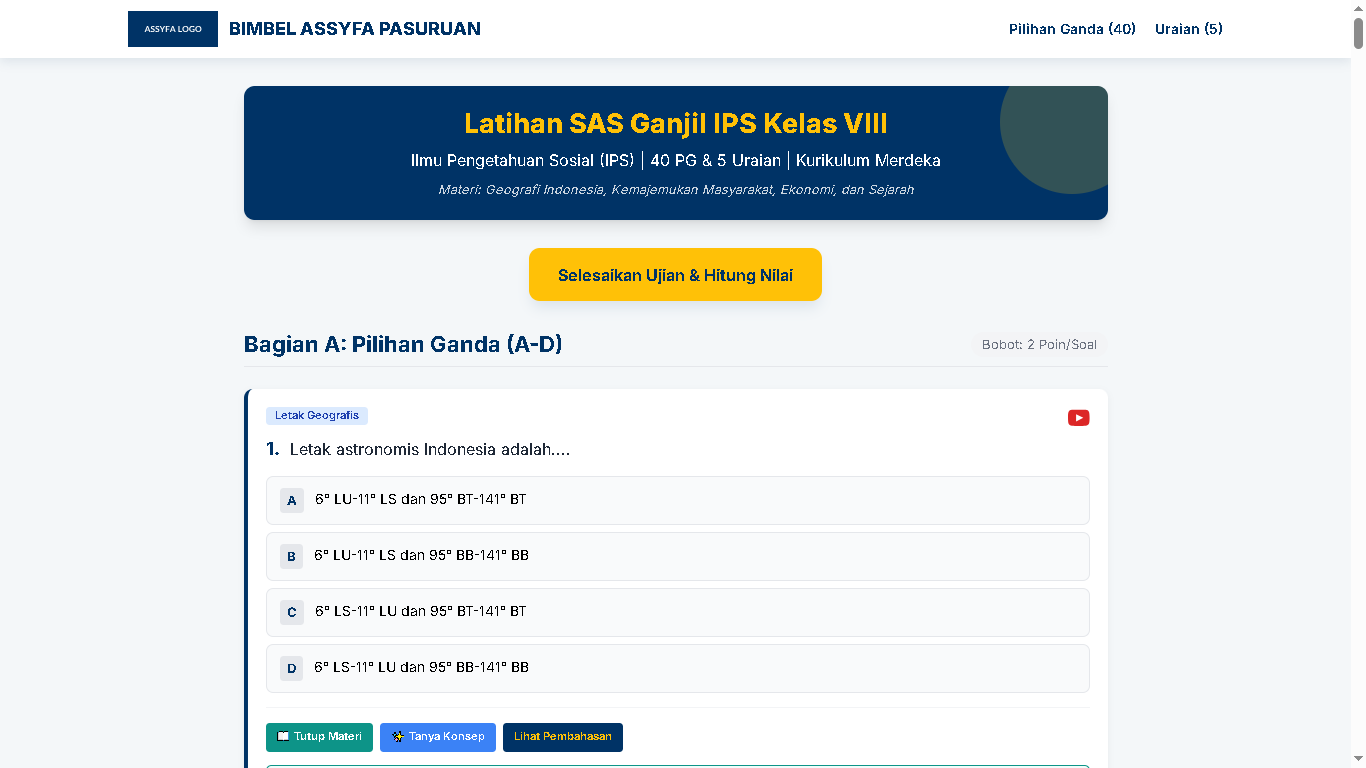 Latihan SAS Ganjil IPS Kelas VIII Ilmu Pengetahuan Sosial (IPS)