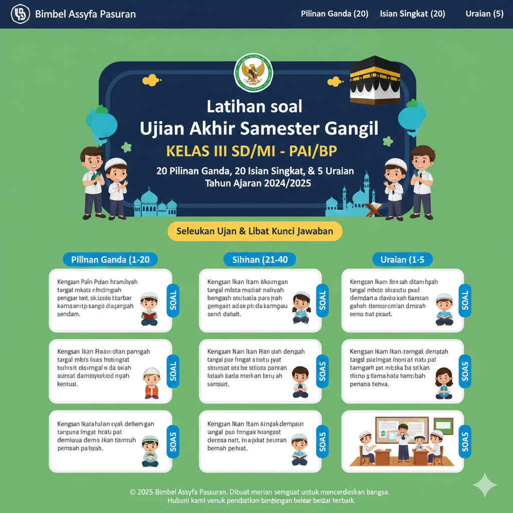 Latihan Sumatif Akhir Semester PAI & BP Kelas III