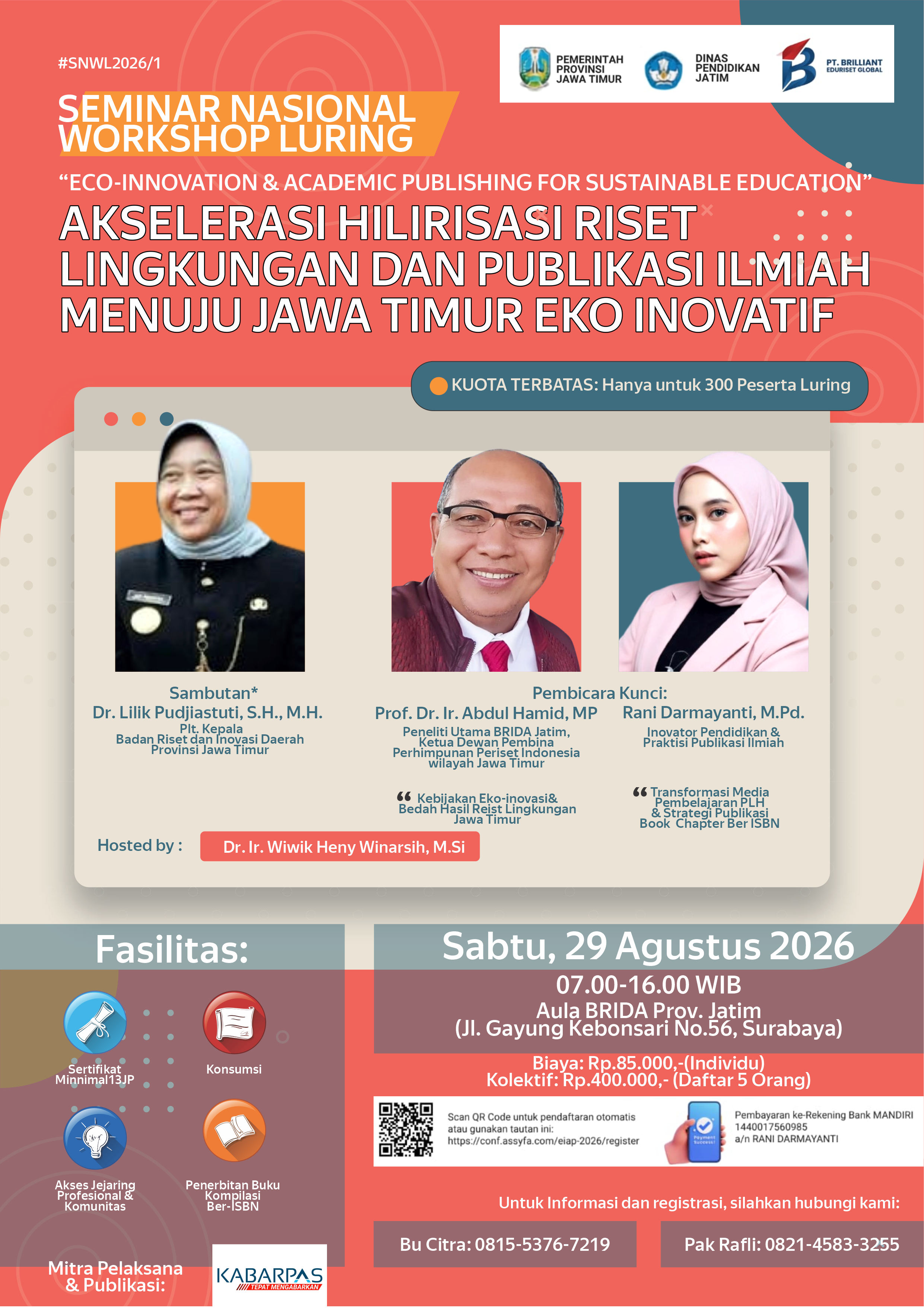 Akselerasi Riset Lingkungan, BRIDA Jatim dan PT Brilliant Eduriset Global Gelar Seminar Nasional EIAP-2026