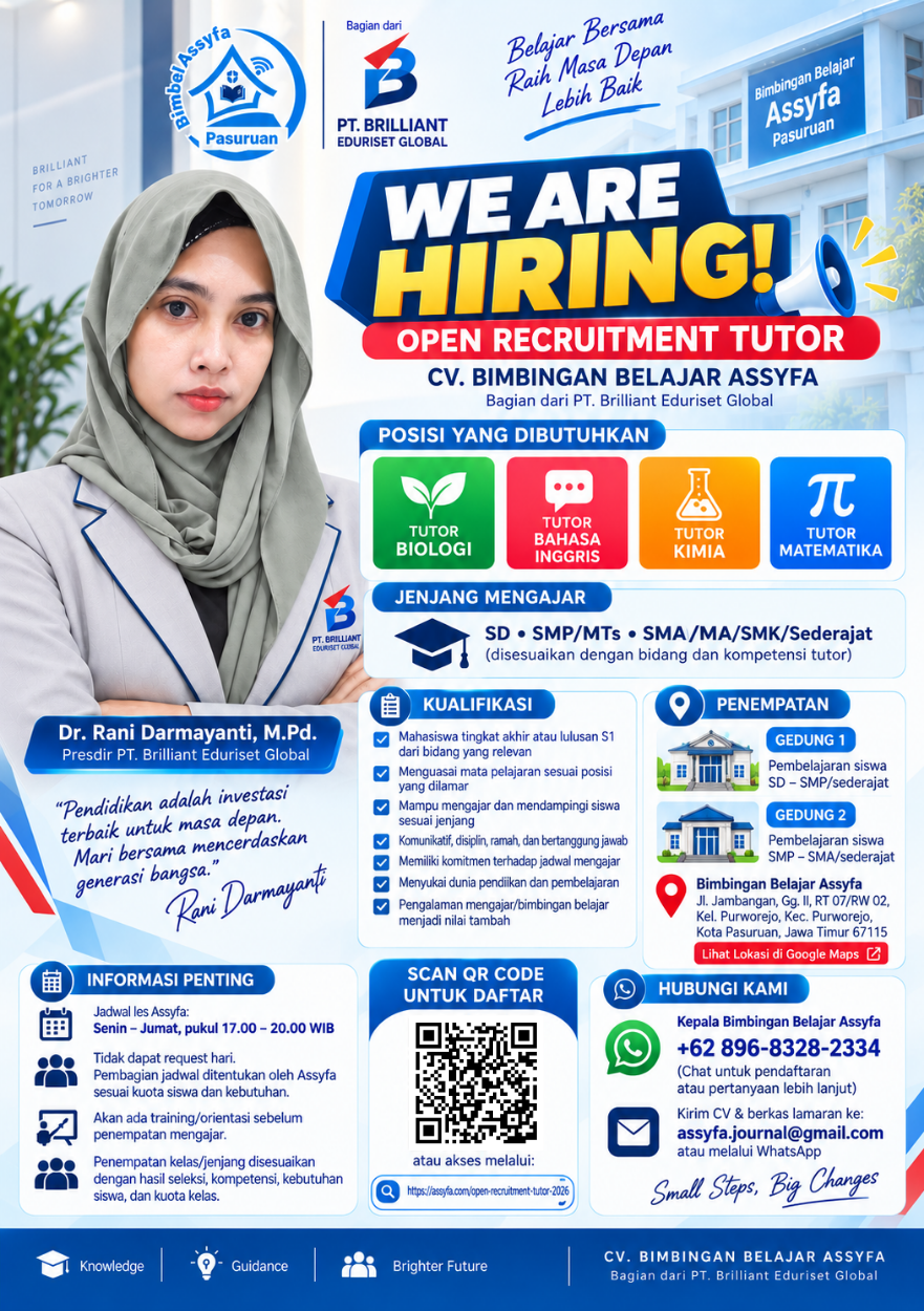 Open Recruitment Tutor Bimbingan Belajar Assyfa 2026