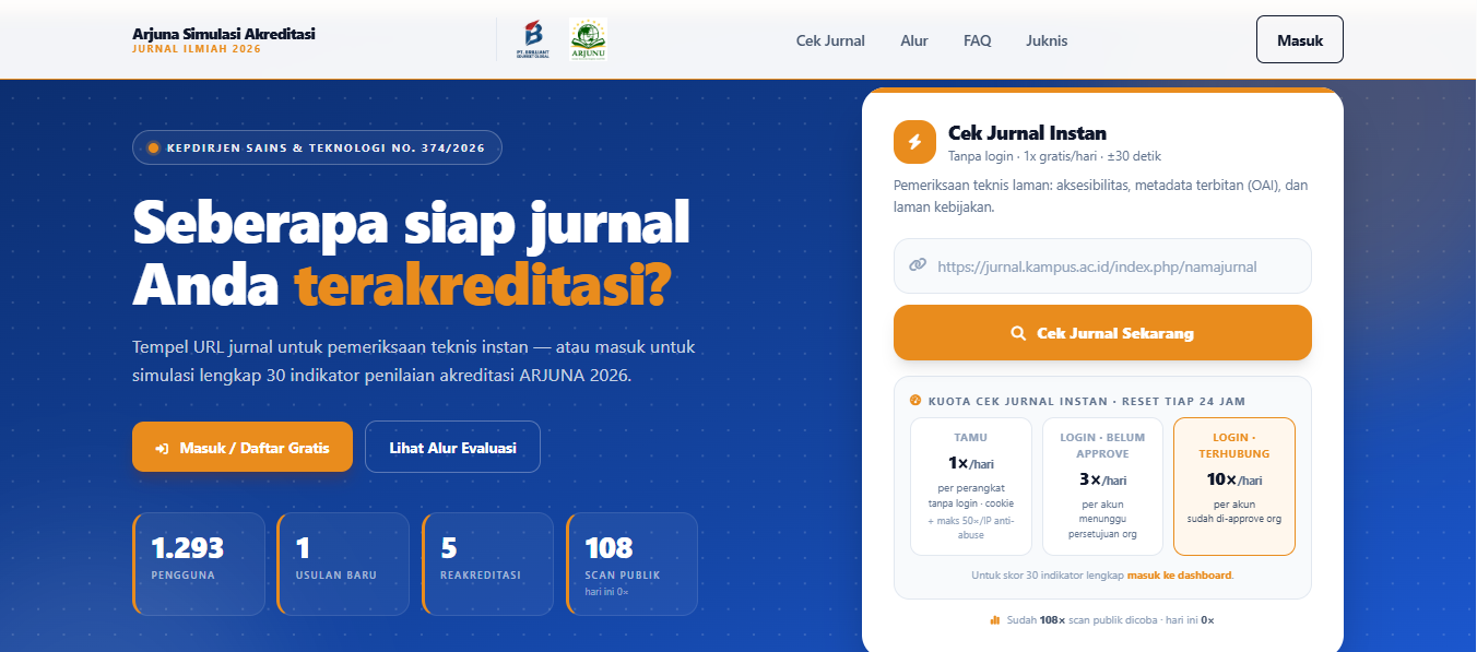 Tampilan platform Sistem ASA 2026